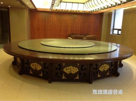 广州酒店包间双层电动餐桌转盘安装图片
