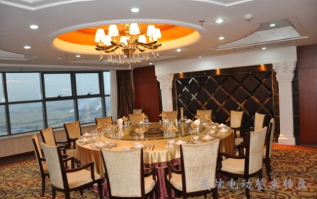 济南酒店大型实木电动餐桌转盘效果图片