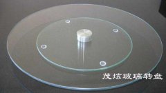 透明钢化玻璃圆桌玻璃手动餐桌转盘图片