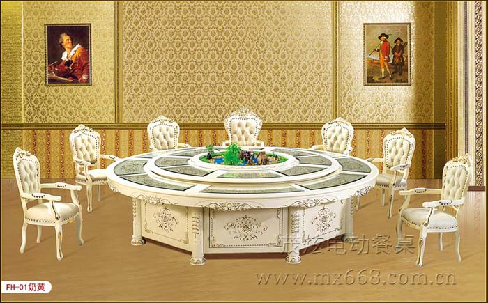 欧式实木电动餐桌