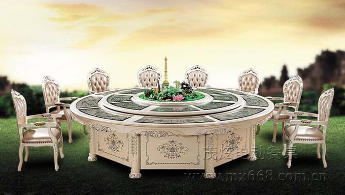 欧式实木电动餐桌