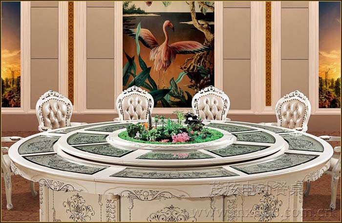 欧式实木电动餐桌