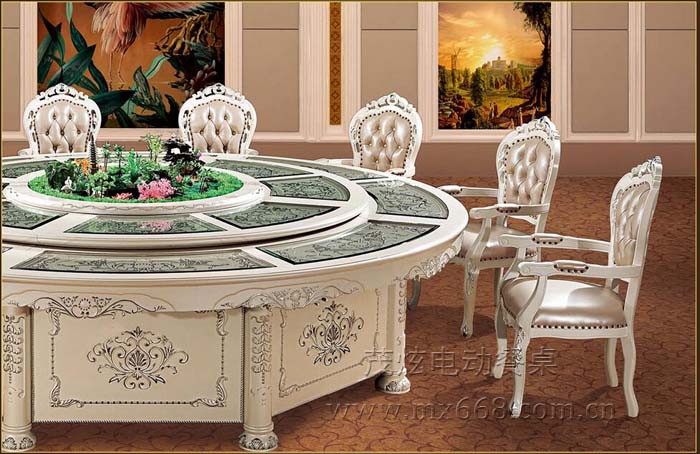 欧式实木电动餐桌