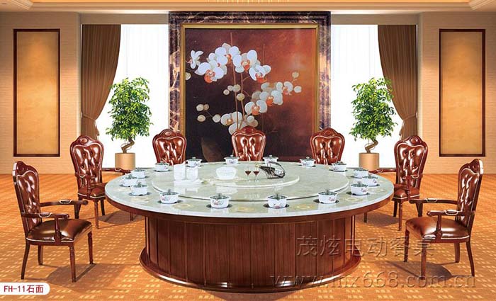 大理石新中式电动餐桌