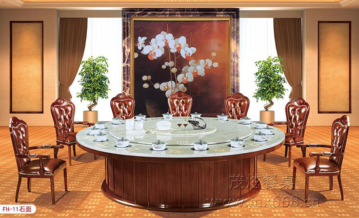 大理石电动餐桌