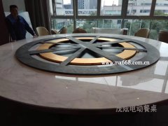 老榆木实木电动餐桌图片
